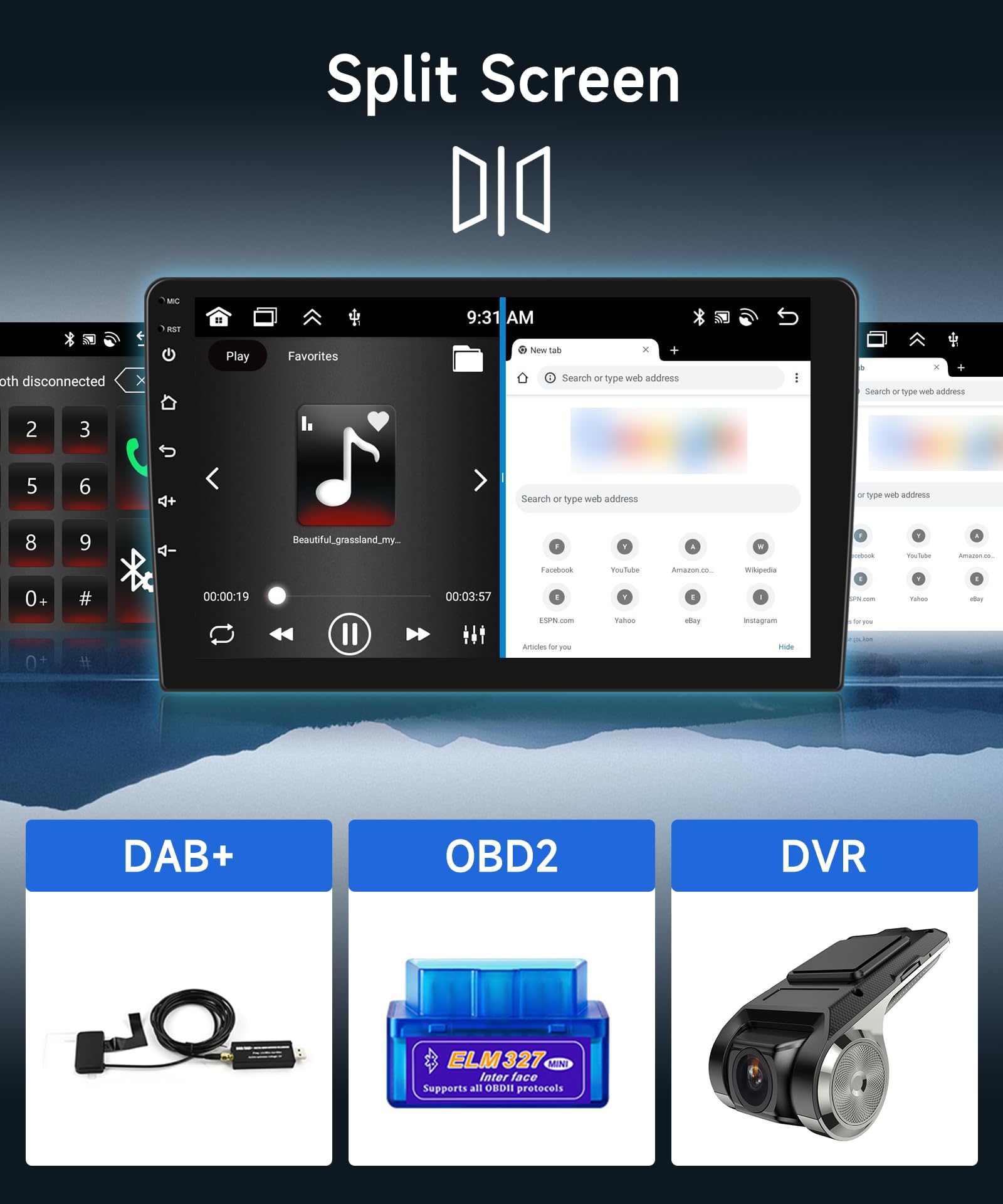 4G+64G Wireless Carplay Android 13 Car Radio 2 DIN for Toyota AURIS 2006-2011 10.1 Inch Car Radio with Android Auto GPS Navi WiFi Mirror Link Bluetooth FM/RDS/32 EQ/SWC Rear Camera