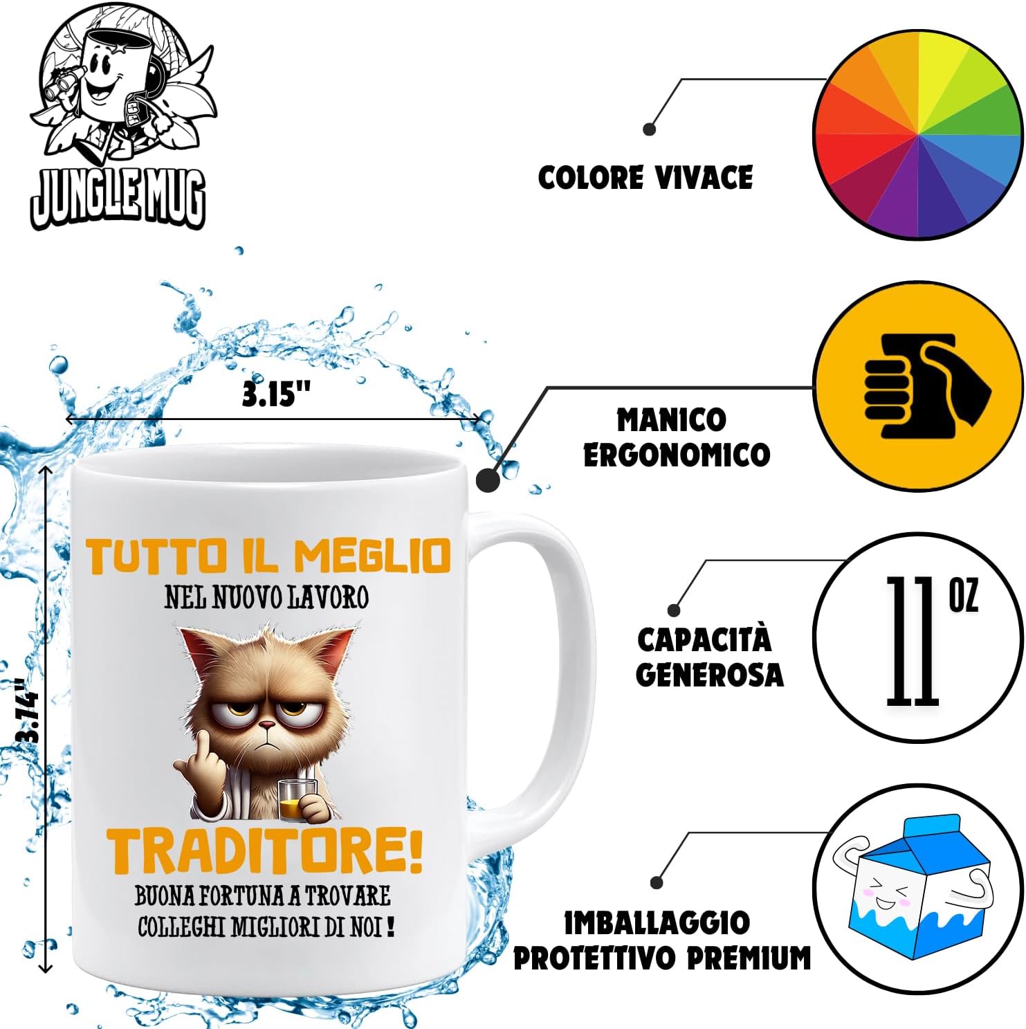 Jungle Mug Caneca de despedida para colega | Caneca divertida traidor | presente adeus para colega | caneca de trabalho | presente de reforma para homem | Caneca divertida para escritório | Presente