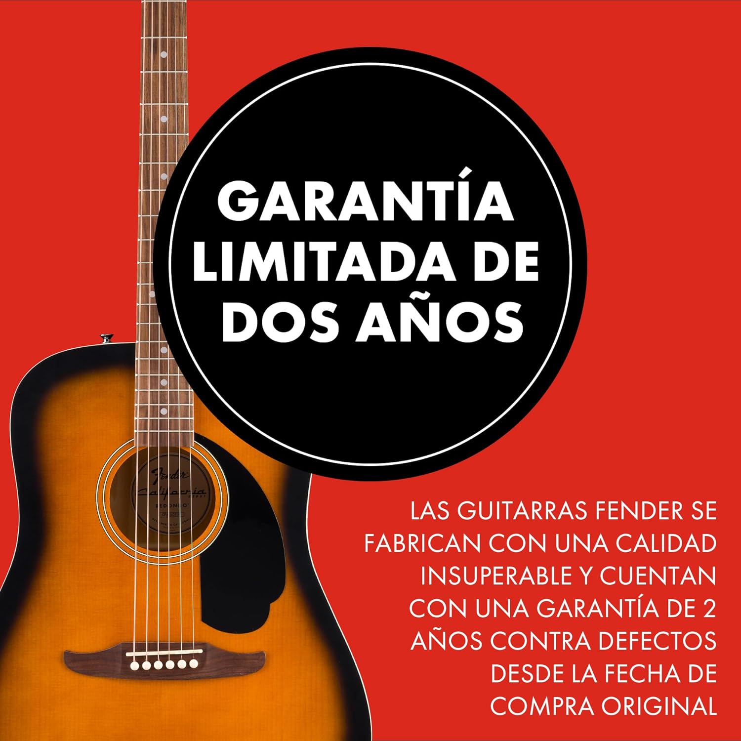 Fender California Debut Redondo Dreadnought Acoustic Guitar, Spruce Top, Black Pickguard, 2-Colour Sunburst