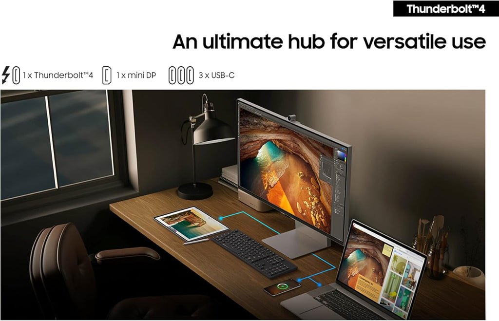 Samsung 27" ViewFinity S9 Series 5K Computer Monitor, Thunderbolt 4, DisplayPort, Matte Display, 4K Slimfit-Camera, Slim Metal Design, AirPlay, Smart-TV Apps, Gaming Hub, LS27C900PANXZA