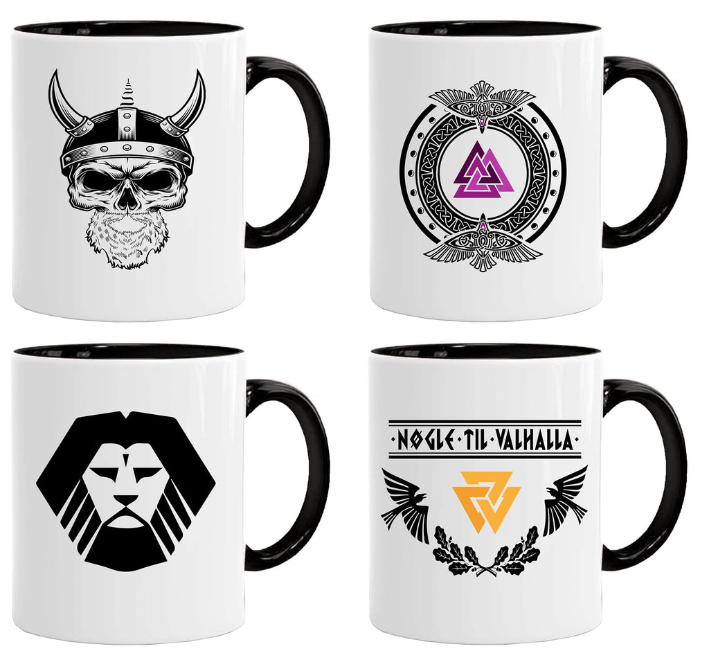 Jungle Mug Caneca Viking nórdica | Caneca de presente para homens idosos, pai, avô, caneca de café, design viking, design de caveira e martelo de Thors (VIKING022)