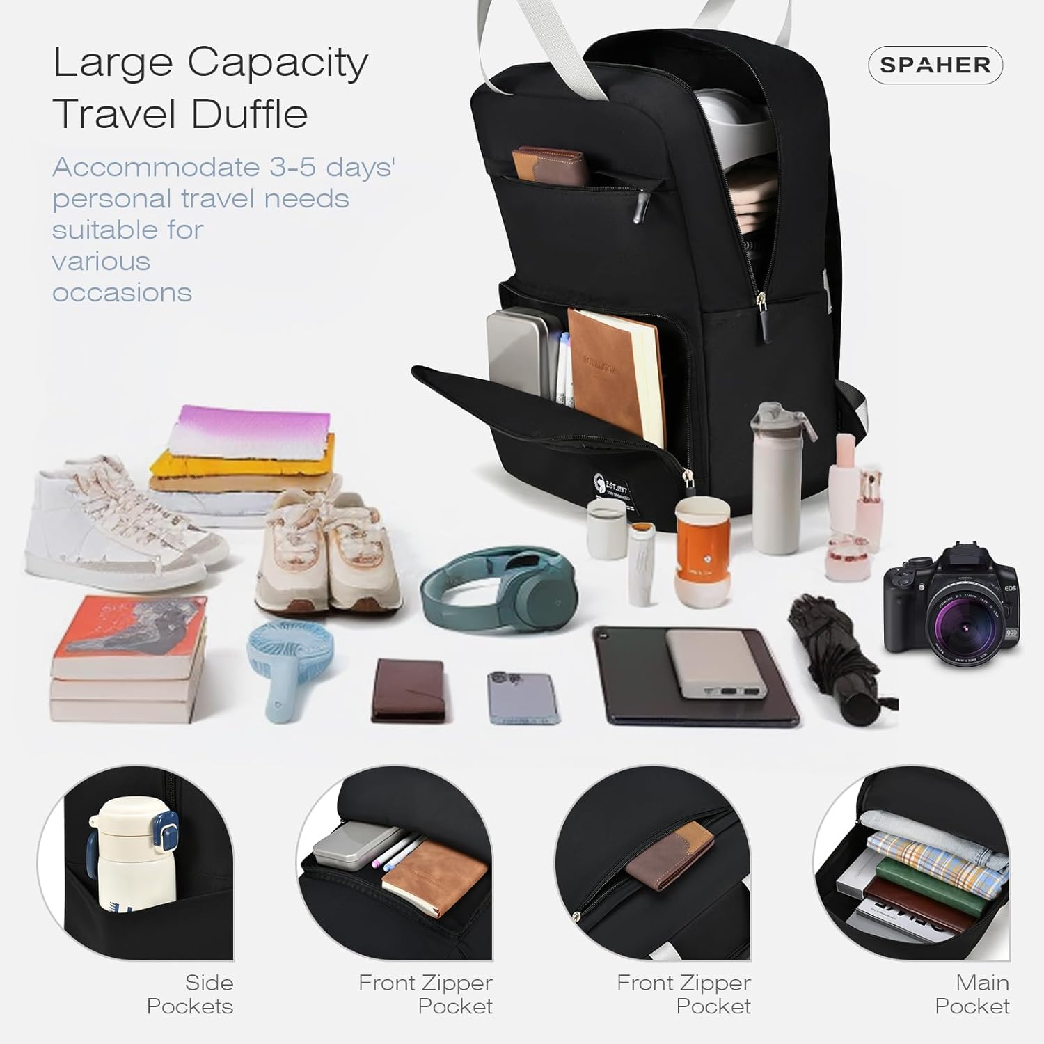 SPAHER Mochila dobrável viagem cabine avion 40 x 30 x 15 British Airways Air Europa Iberia bagagem de mão 20 l mochila escolar pequena casual homem mulher para portátil 14 polegadas Travel Backpack