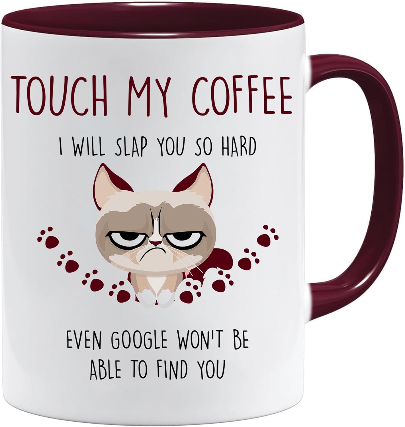 Caneca de gato | Touch My Coffee | Presentes para mãe | Presentes de aniversário para mulheres | Caneca de café para gatos | Canecas sarcásticas grosseiras | Canecas de gato para mulheres e homens |