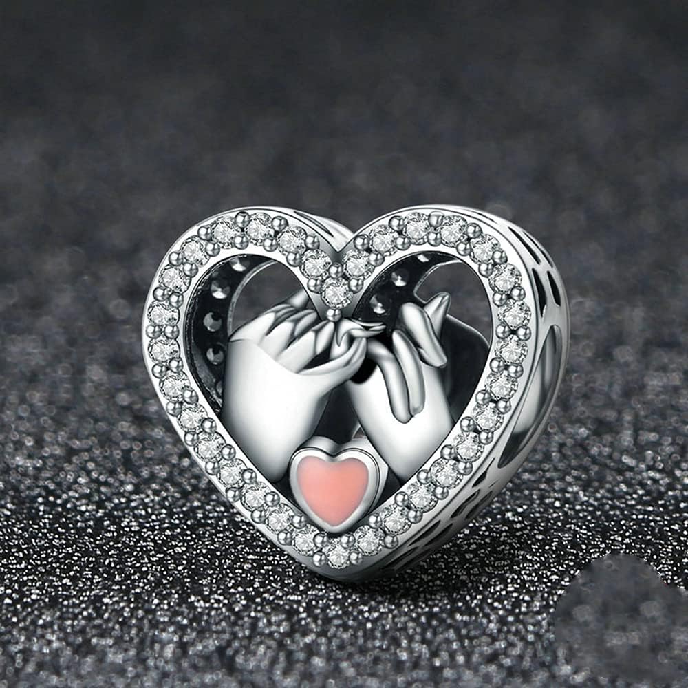 NINGAN Colgante Charms de plata esterlina 925 "I Love You colgante en forma de corazón de zircon brillante adecuado para pulseras de mujer collar regalo de San Valentín