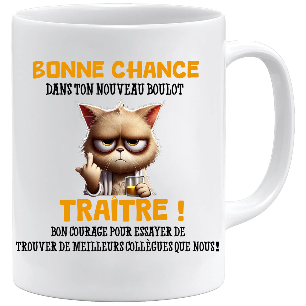 Jungle Mug Caneca do colega | presente divertido de início para colega | Boa sorte traidor! Caneca de humor preto | Caneca de presente para escritório, compatível com máquina de lavar louça e