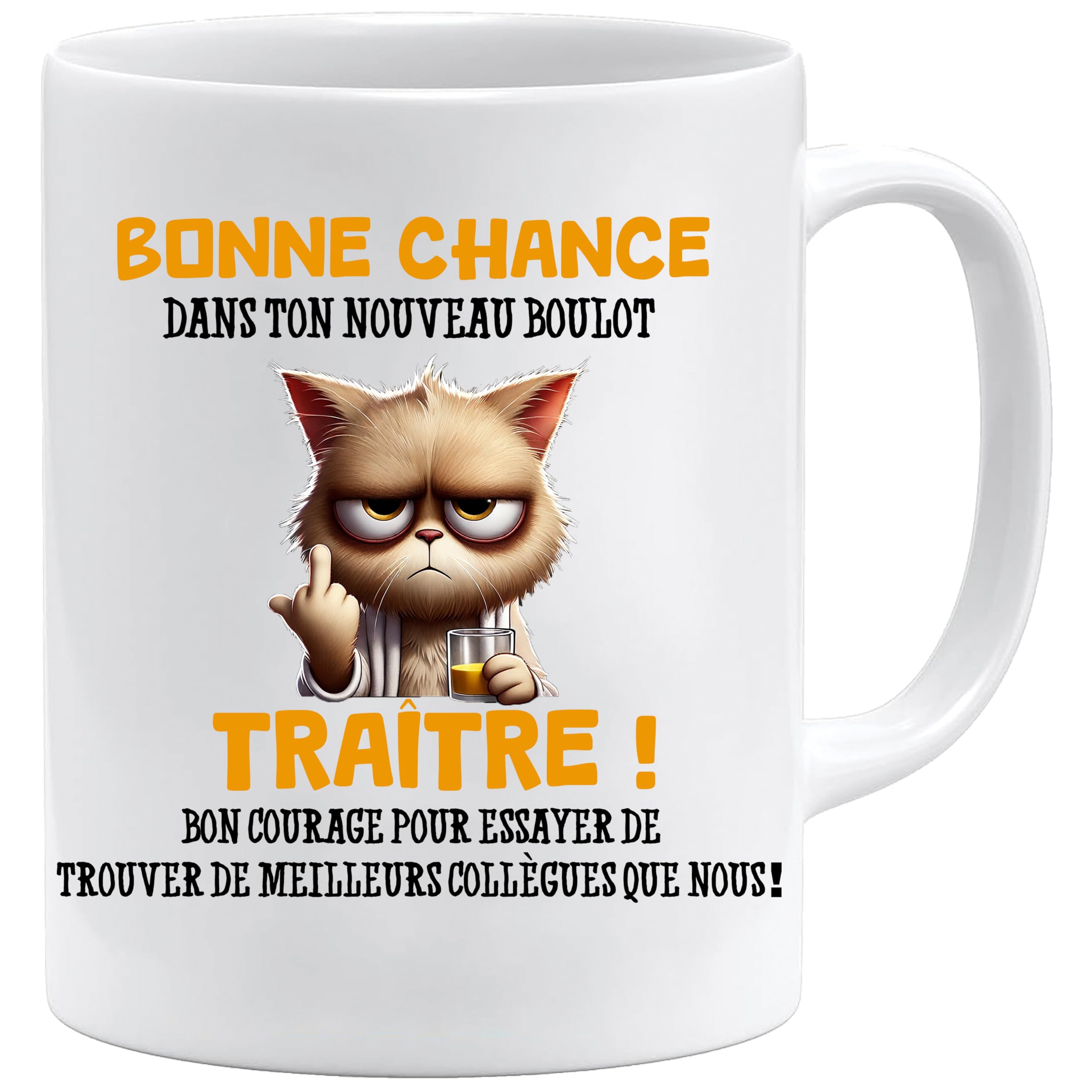 Jungle Mug Caneca do colega | presente divertido de início para colega | Boa sorte traidor! Caneca de humor preto | Caneca de presente para escritório, compatível com máquina de lavar louça e