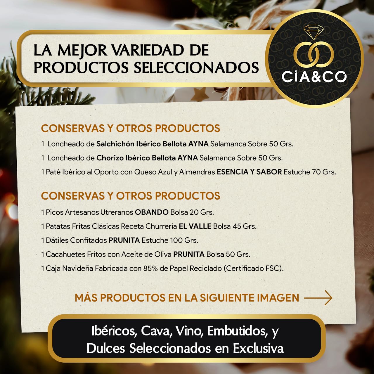 Gourmet Christmas Basket 2025 (Lot 201) · With Wine, Brut, Sweets and Sausages · Includes Customizable Card · Corporate, Family or Personal Gift · Ideal to Surprise This Christmas