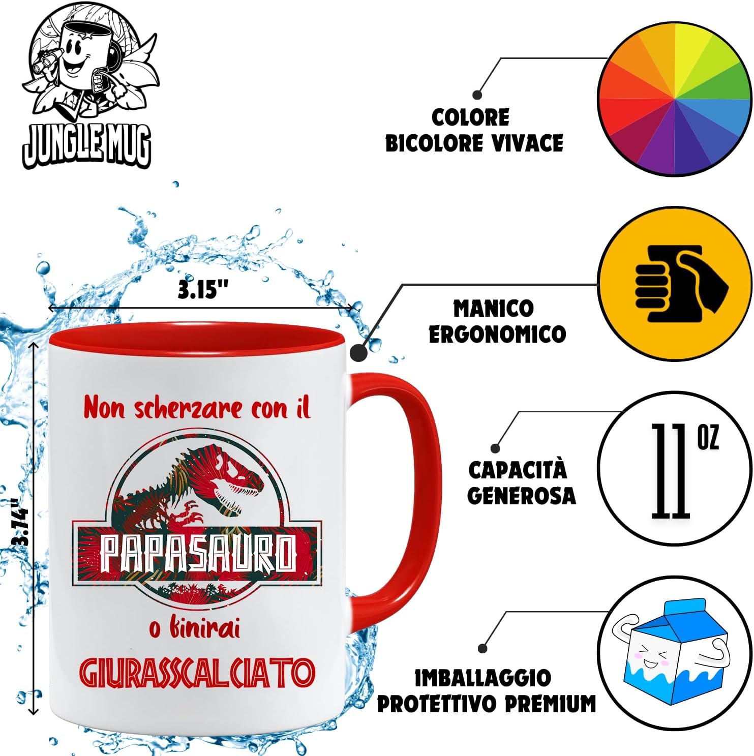 Jungle Mug Dia do Pai | Caneca Papasaurus | ideia de presente para homem | aniversário pai | caneca dia do pai ideias de presente | ideias para presentes do pai | festa aniversário ideia presente