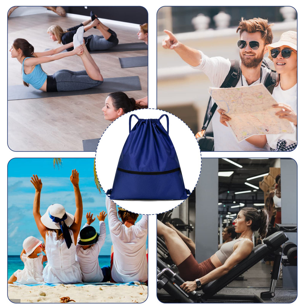 Jsdoin Waterproof Drawstring Bag for Gym, Sports Drawstring Backpack, Sports Bag, Zipper, School, Beach, Holiday, Swimming, Travel