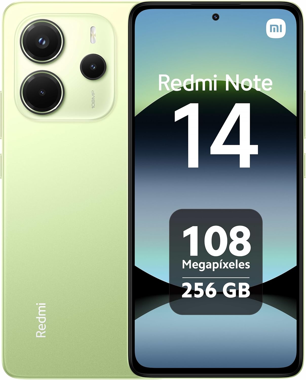 XIAOMI Redmi Note 14 - Smartphone de 8+256GB, Pantalla de 6.67" AMOLED FHD+ 120Hz, MediaTek Helio G99-Ultra, cámara de 108MP, TurboCharge 33W, 5500 mAh, Cargador no Incluido, Verde (Versión ES)