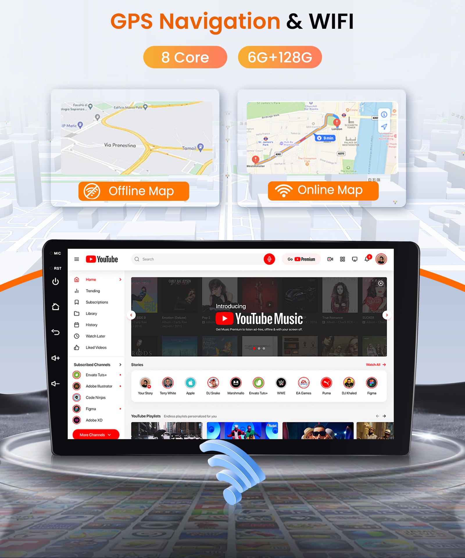 2G+64G Wireless Carplay Android Car Radio for Renault Dacia Logan 2 Sandero B52 2012-2019 9 Inch Radio with Android Auto Navi GPS WiFi Mirror Link Bluetooth FM/RDS/Dab/SWC Rear Camera