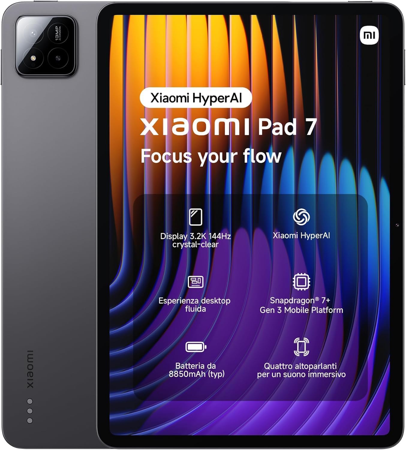 XIAOMI Pad 7 Ai WiFi Version Global (No Calls or Text) 11.2 inches 3.2K 144Hz 8850mAh Bluetooth 5.4 Four Speakers 13 Mp Model 2410CRP4CG (Blue, 256GB + 8GB)