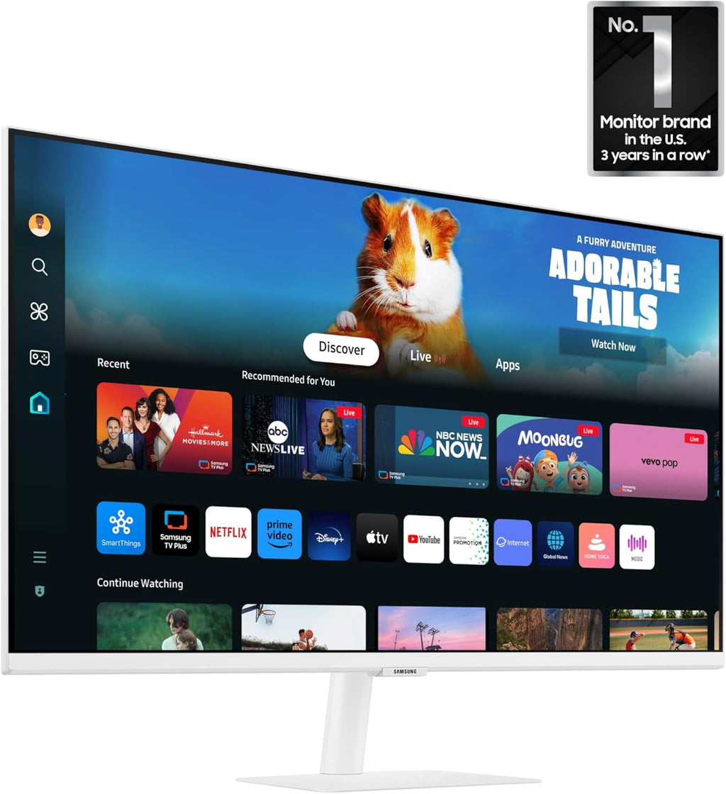 SAMSUNG 27-Inch M5 (M50D) Series FHD Smart Monitor with Streaming TV, Speakers, HDR10, Gaming Hub, Multiple Ports, Workout Tracker, Vision Accessibility Tools, LS27DM501ENXZA, 2024