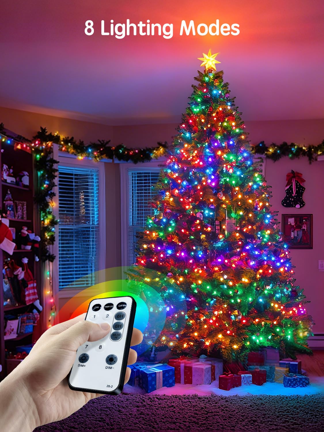 100 m luzes de natal exterior, luzes 1000 led árvore de natal com controlo remoto, grinalda de Natal multicoloridas decoração com 8 modos para jardim casamento festa casa árvore e interior