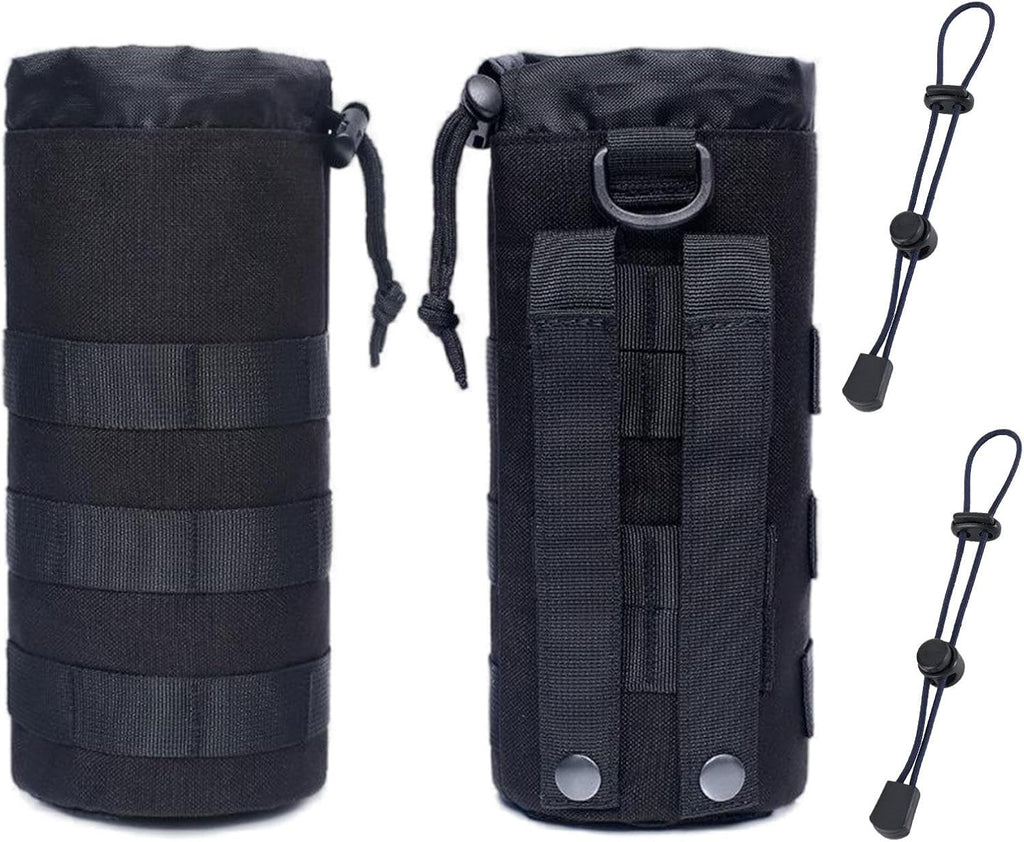 Water Bottle Case, Water Bottle Holder, 2 Pieces Water Bottle Holder Tactical Bag for Hiking Camping Travel Sports (Black)