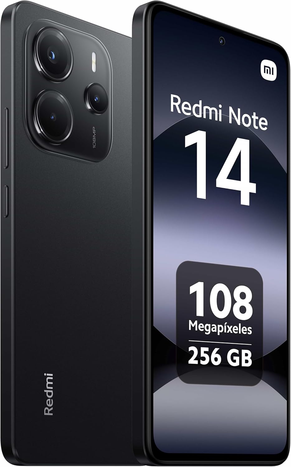 XIAOMI Redmi Note 14 - Smartphone de 8+256GB, Pantalla de 6.67" AMOLED FHD+ 120Hz, MediaTek Helio G99-Ultra, cámara de 108MP, TurboCharge 33W, 5500 mAh, Cargador no Incluido, Negro (Versión ES)