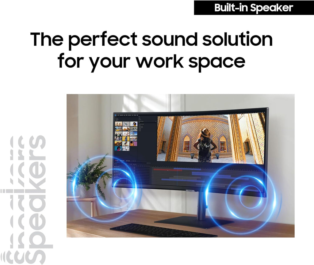 Samsung 34” ViewFinity S65UC, Ultra-WQHD, 100Hz, AMD FreeSync™ HDR10, KVM Switch Built in Speakers with USB-C Curved Monitor, LS34C654UANXGO, 2025