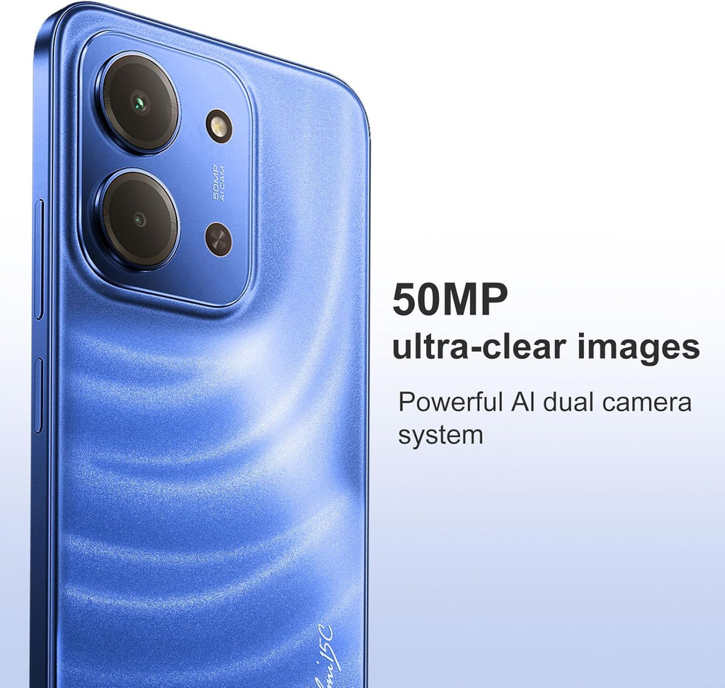 XIAOMI Redmi 15C Smartphone 4+128GB Pantalla de 6.9" 120Hz cámara IA de 50MP batería de 6000mAh Carga rápida de 33W procesador Octa-Core Azul(con Funda)