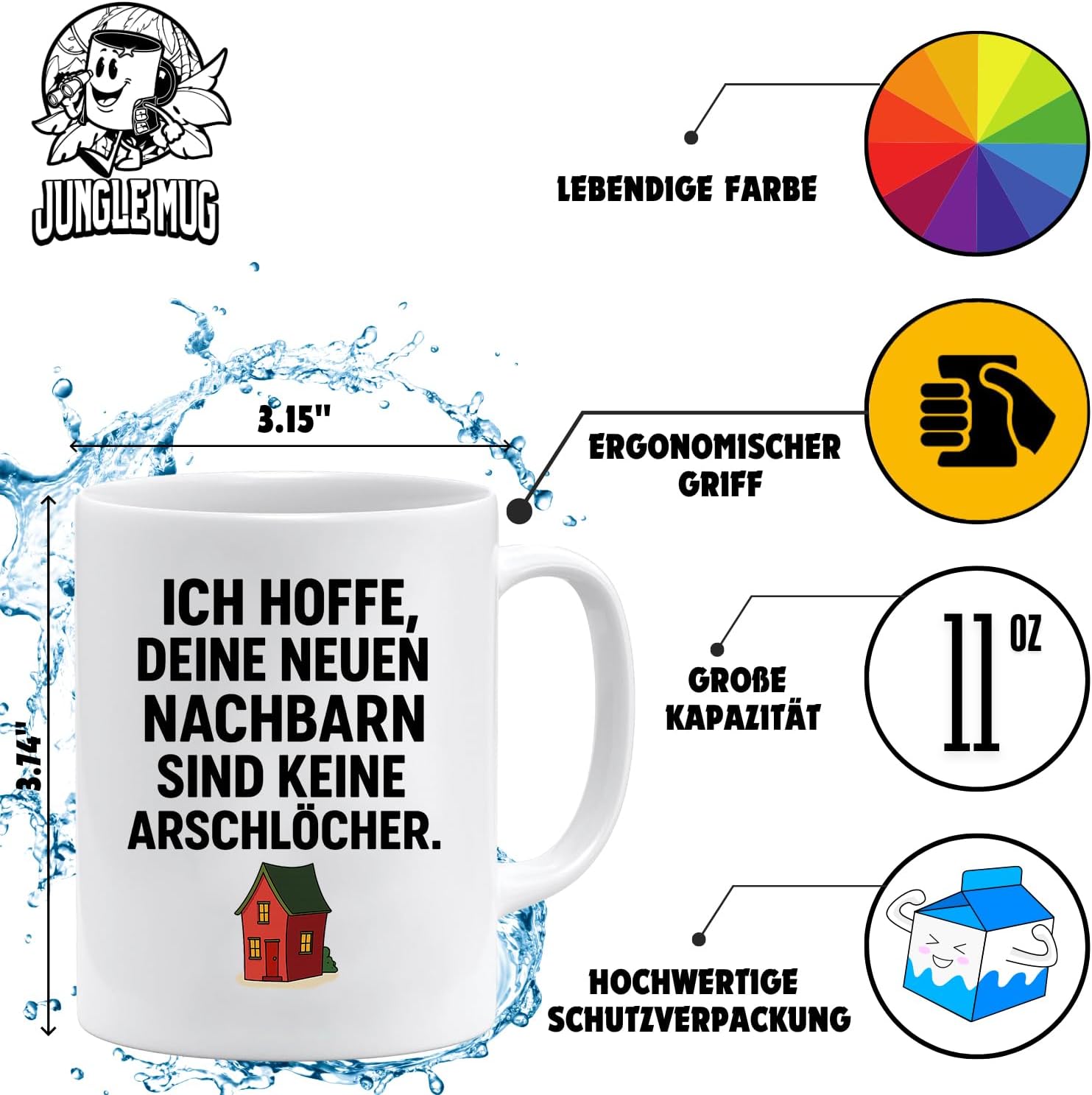 Jungle Mug Caneca divertida para se mudar | Espero que os seus novos vizinhos não sejam s | Presente divertido para despedida de casa novo apartamento