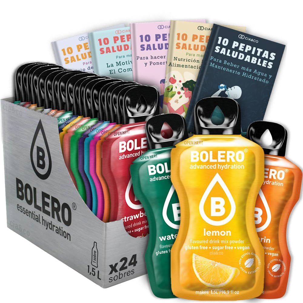 57 x Bolero Drinks MIX VARIETY FLAVORS (57x9 grs) - Healthy and Natural Hydration - Water Alternative with Vitamin C and Stevia Extract + 50 Healthy Nuggets Cia&Co