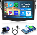 4G+64G Wireless Carplay Android Car Radio 2 DIN for Toyota RAV4 2007-2012 with Android Auto Navi GPS WiFi 9 Inch Car Radio with Mirror Link Bluetooth FM/RDS/DAB/DVR/32 EQ/SWC Rear Camera