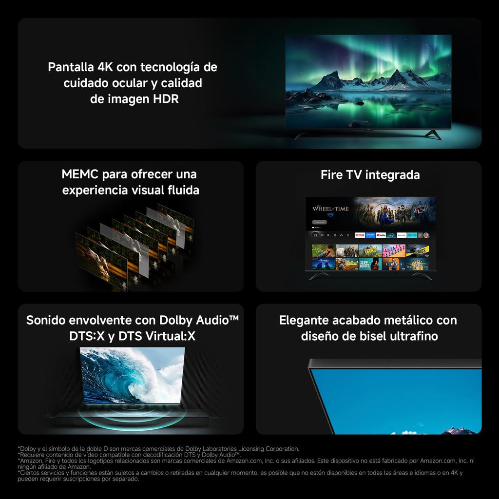XIAOMI TV F 43, 43 Pulgadas (109 cm), 4K UHD, Smart TV, Fire TV, Control por Voz Alexa, HDR10, MEMC, 2GB+32GB, Compatible con Apple AirPlay, 2025