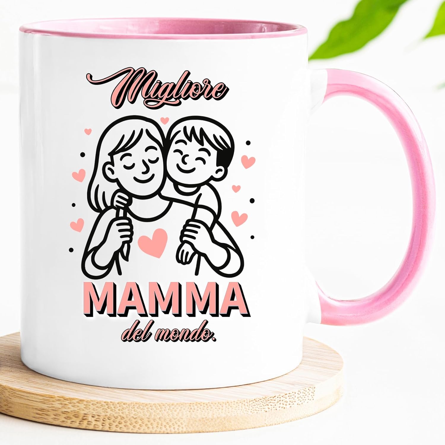 Jungle Mug Migliore Mamma del ondo caneca | ideia de presente italiana para o dia da mãe | ideia de presente amorosa para mãe com coração e criança
