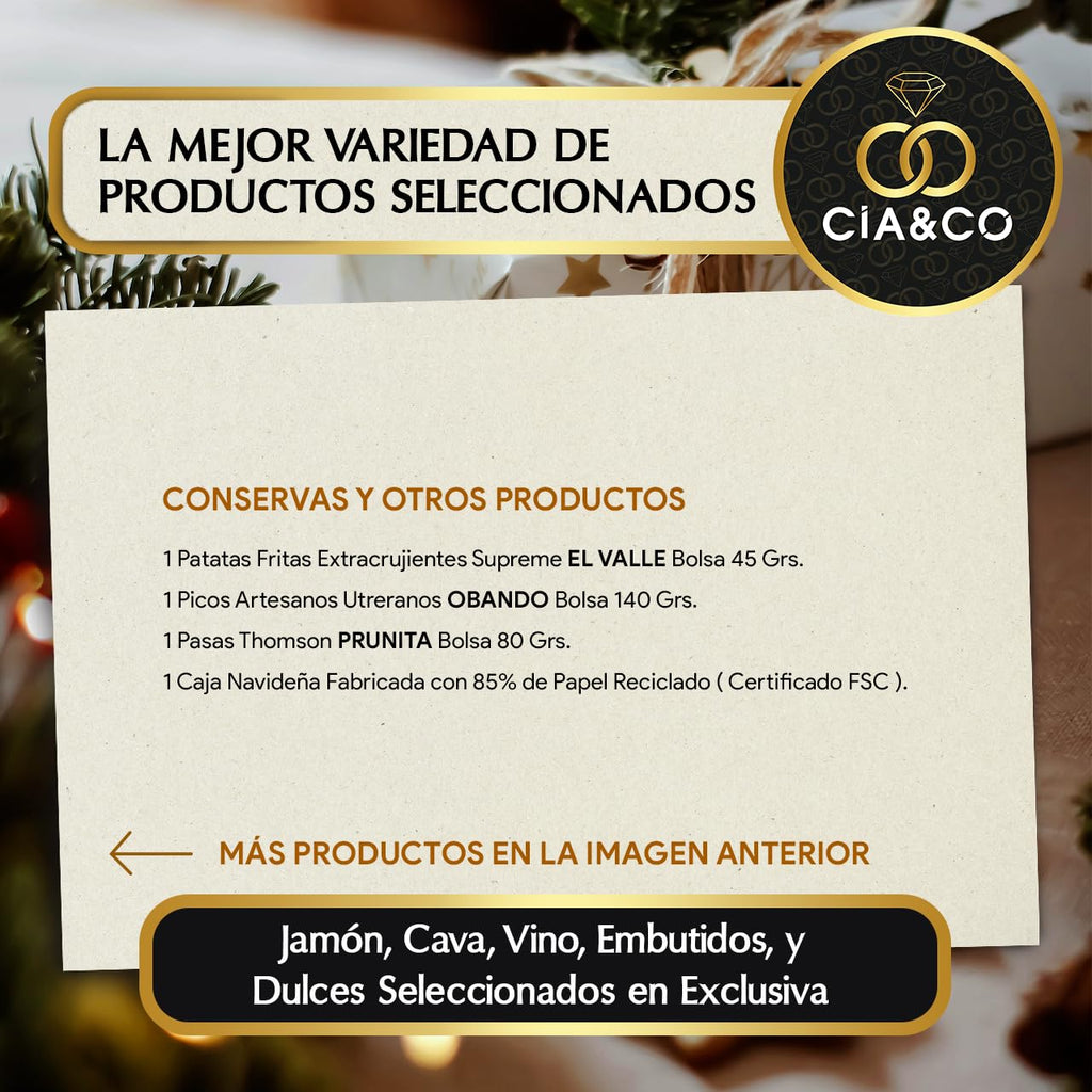 Christmas Basket with Gourmet Ham 2025 (Lot 217) · With Red and White Wine Rioja, Cava, Gin, Beer, Sweets and Iberian · Includes Customizable Card · Ideal Corporate or Family Gift