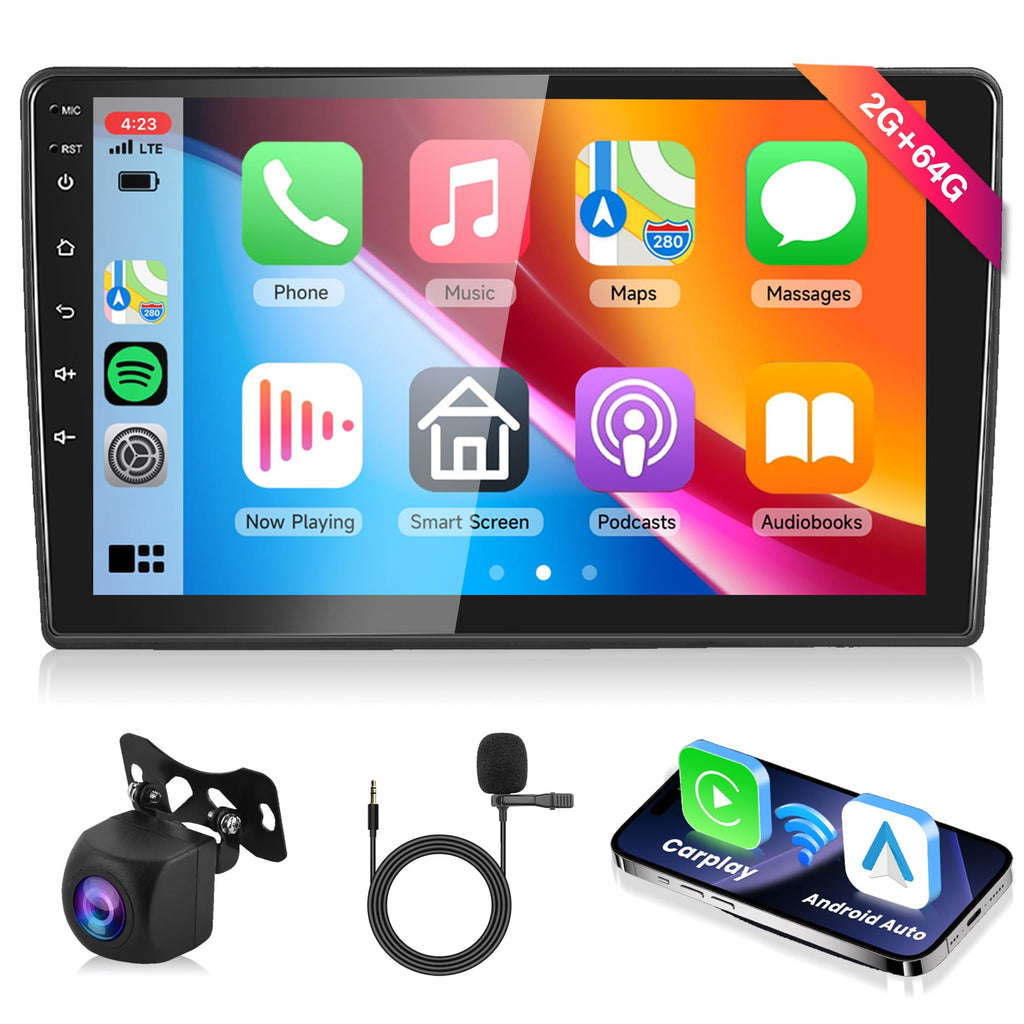 4G+64G Wireless Carplay Android 13 Car Radio 2 DIN for Toyota AURIS 2006-2011 10.1 Inch Car Radio with Android Auto GPS Navi WiFi Mirror Link Bluetooth FM/RDS/32 EQ/SWC Rear Camera