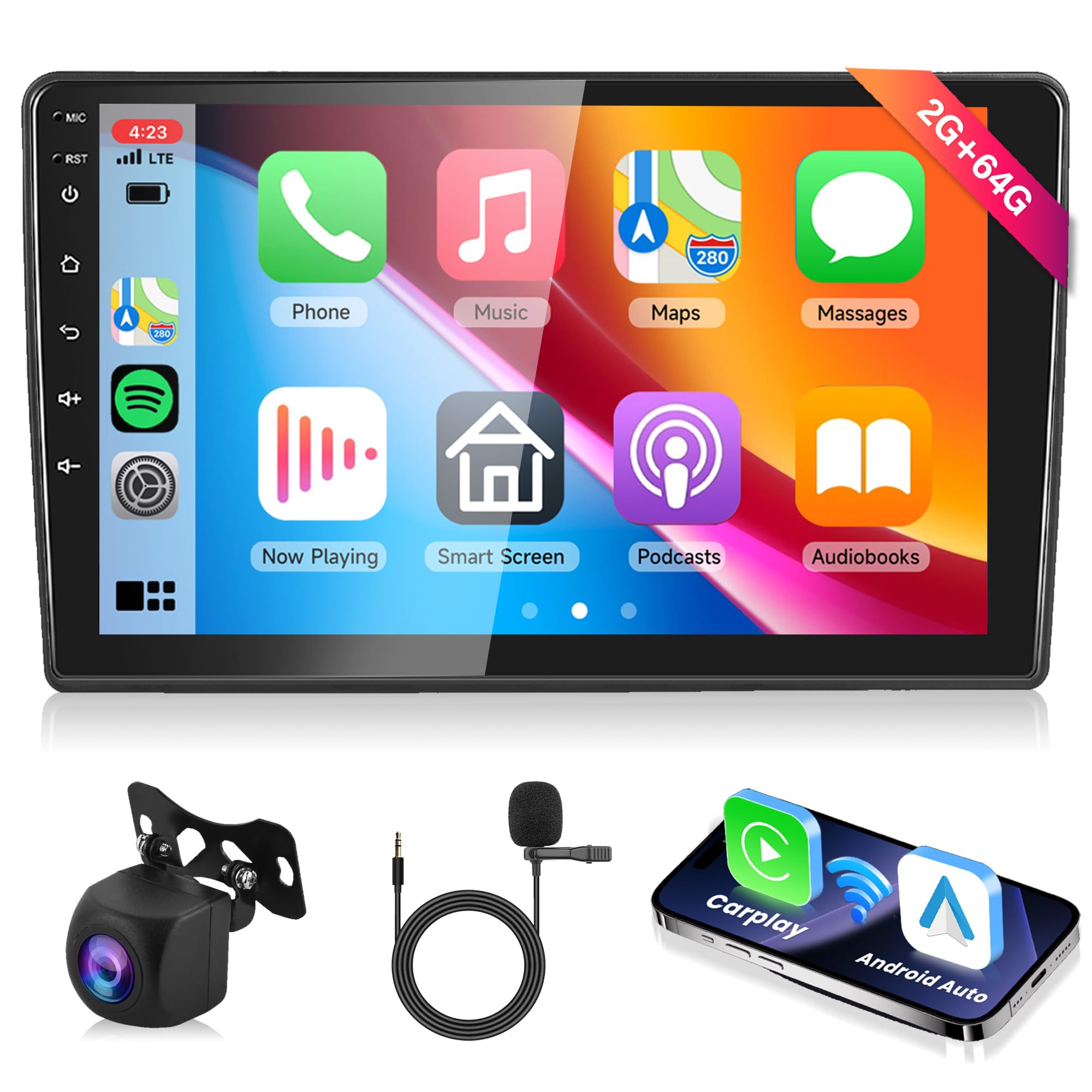 4G+64G Wireless Carplay Android 13 Car Radio 2 DIN for Toyota AURIS 2006-2011 10.1 Inch Car Radio with Android Auto GPS Navi WiFi Mirror Link Bluetooth FM/RDS/32 EQ/SWC Rear Camera