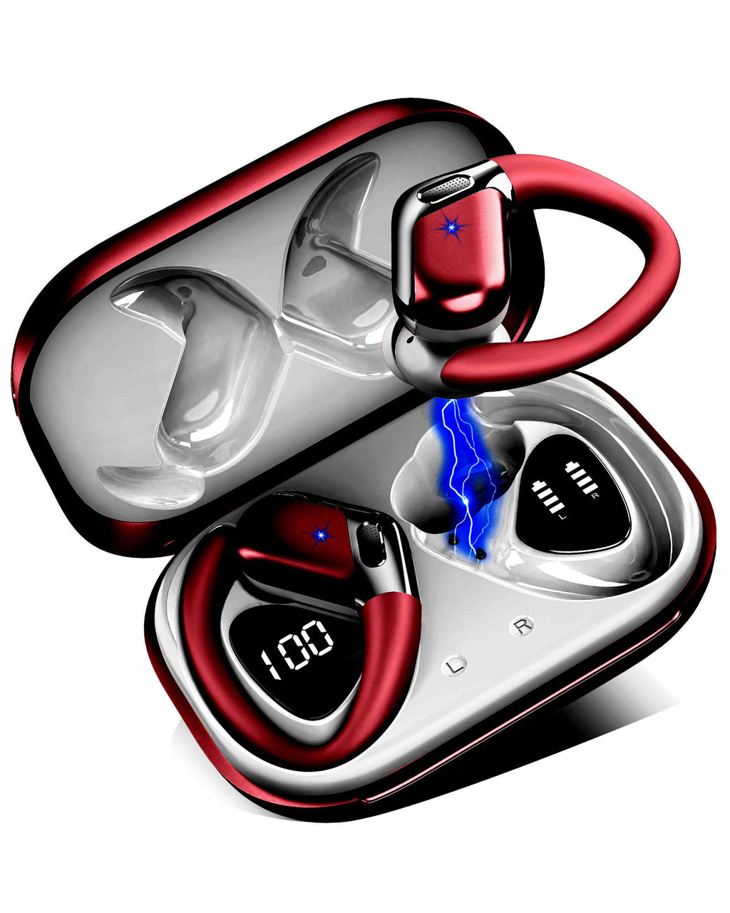 Bluetooth Headphones, Mpermeable Wireless Noise Cancelling Headphones ENC and 4 HD Mics, Sports Bluetooth Headphones with HiFi Stereo, Wireless Earbuds with Display