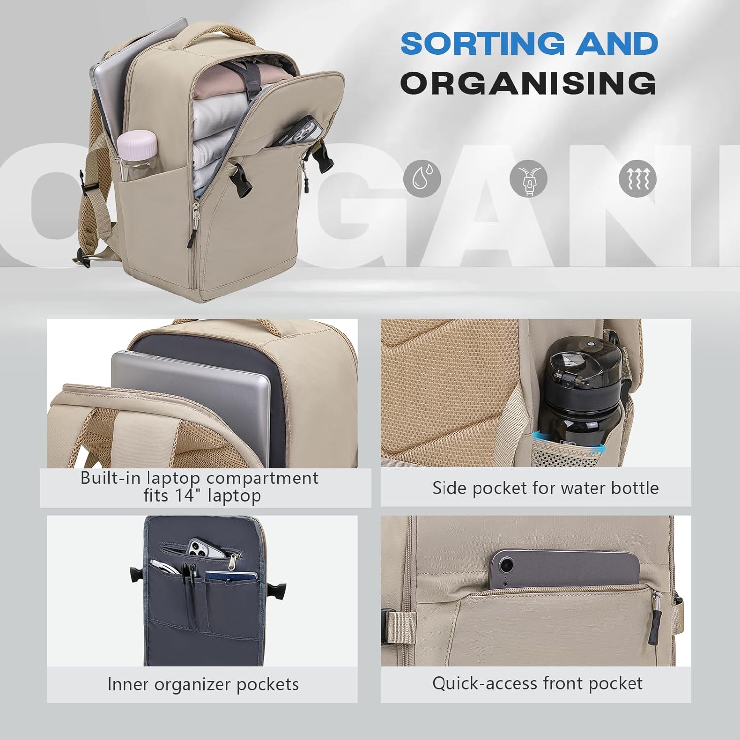 Mochila Viaje Cabina Avion 40x20x25 Mochila 40x30x20 para Ryanair Wizz Air Vueling Easyjet Equipaje de Mano Bolsa Antirrobo Resistente Al Agua