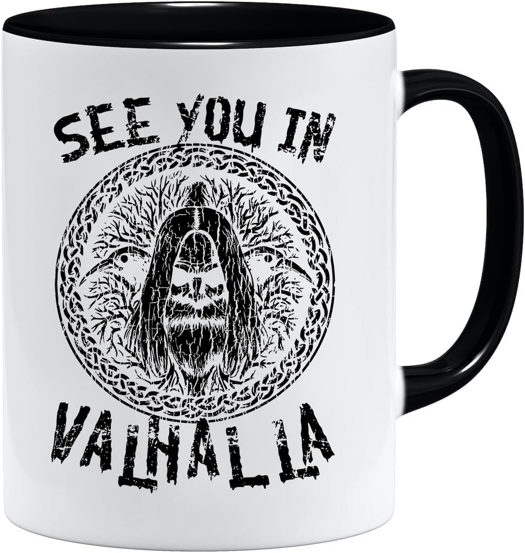Jungle Mug Caneca Viking nórdica | Caneca de presente para homens idosos, pai, avô, caneca de café, design viking, design de caveira e martelo de Thors (VIKING022)