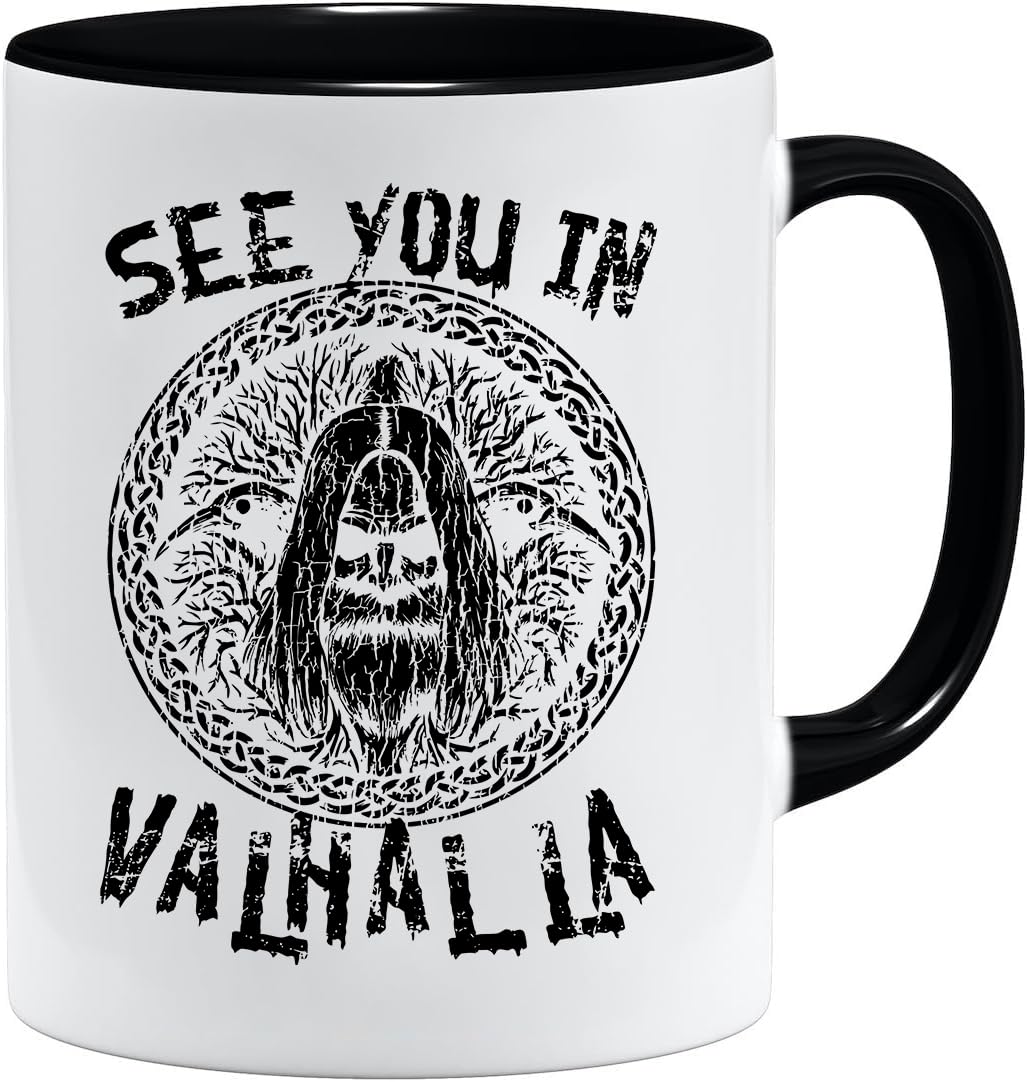 Jungle Mug Caneca Viking nórdica | Caneca de presente para homens idosos, pai, avô, caneca de café, design viking, design de caveira e martelo de Thors (VIKING022)