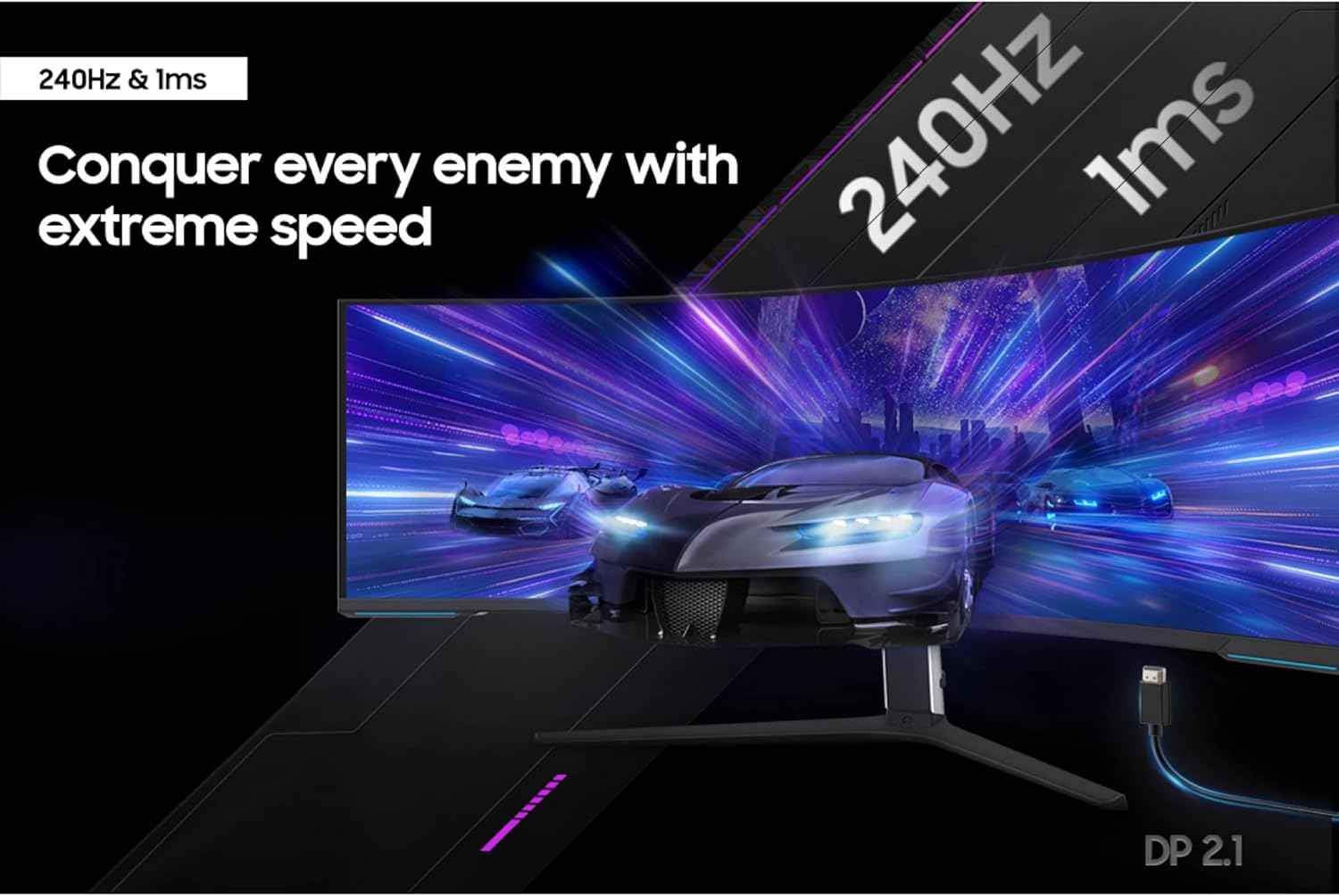 SAMSUNG 57" Odyssey Neo G9 (G95NC) Series Dual 4K UHD 1000R Curved Gaming Monitor, 240Hz, 1ms with DisplayPort 2.1, Quantum Mini-LED, DisplayHDR 1000, AMD FreeSync Premium Pro, LS57CG952NNXZA