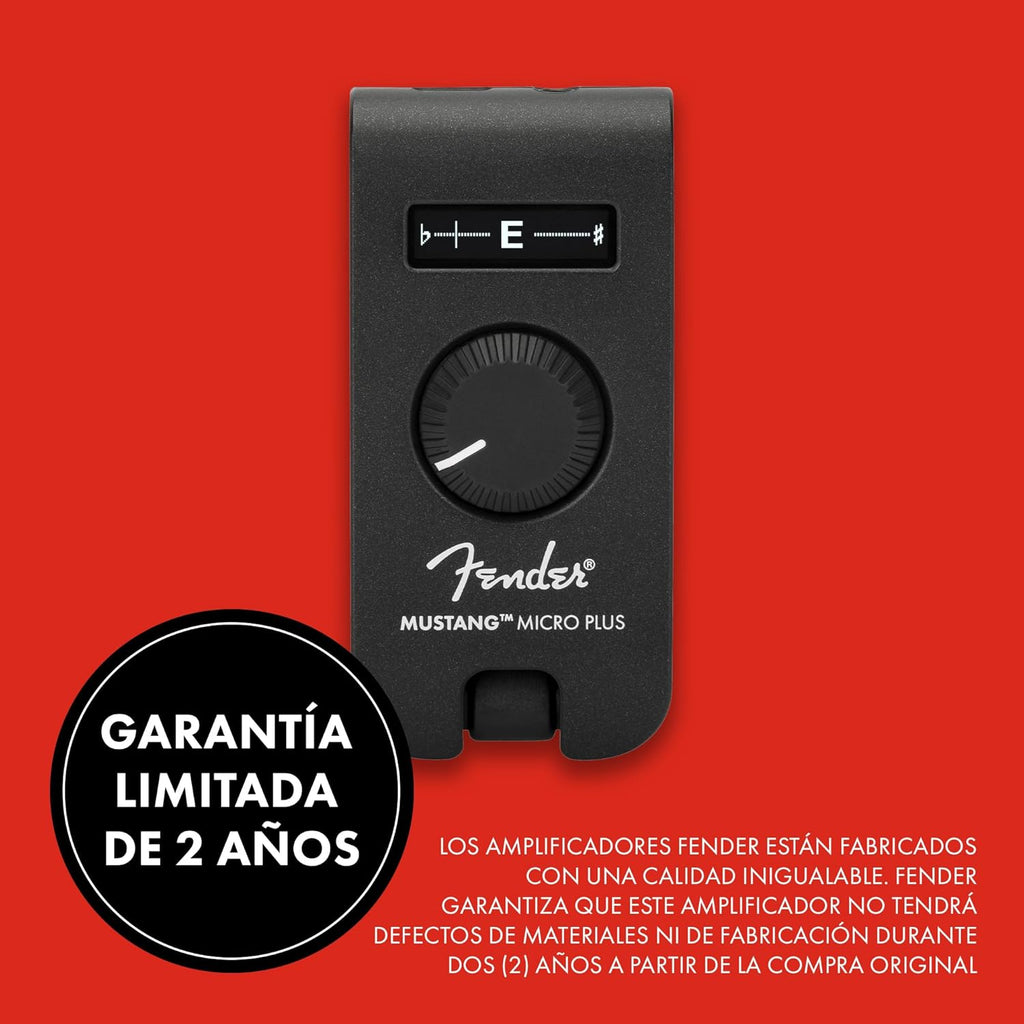 Fender Mustang Micro Plus Amplificador de Guitarra, Amplificador de Auriculares Personal con 25 Modelos de Amplificador, 25 Efectos, Bluetooth y 100 presets, Recargable por USB