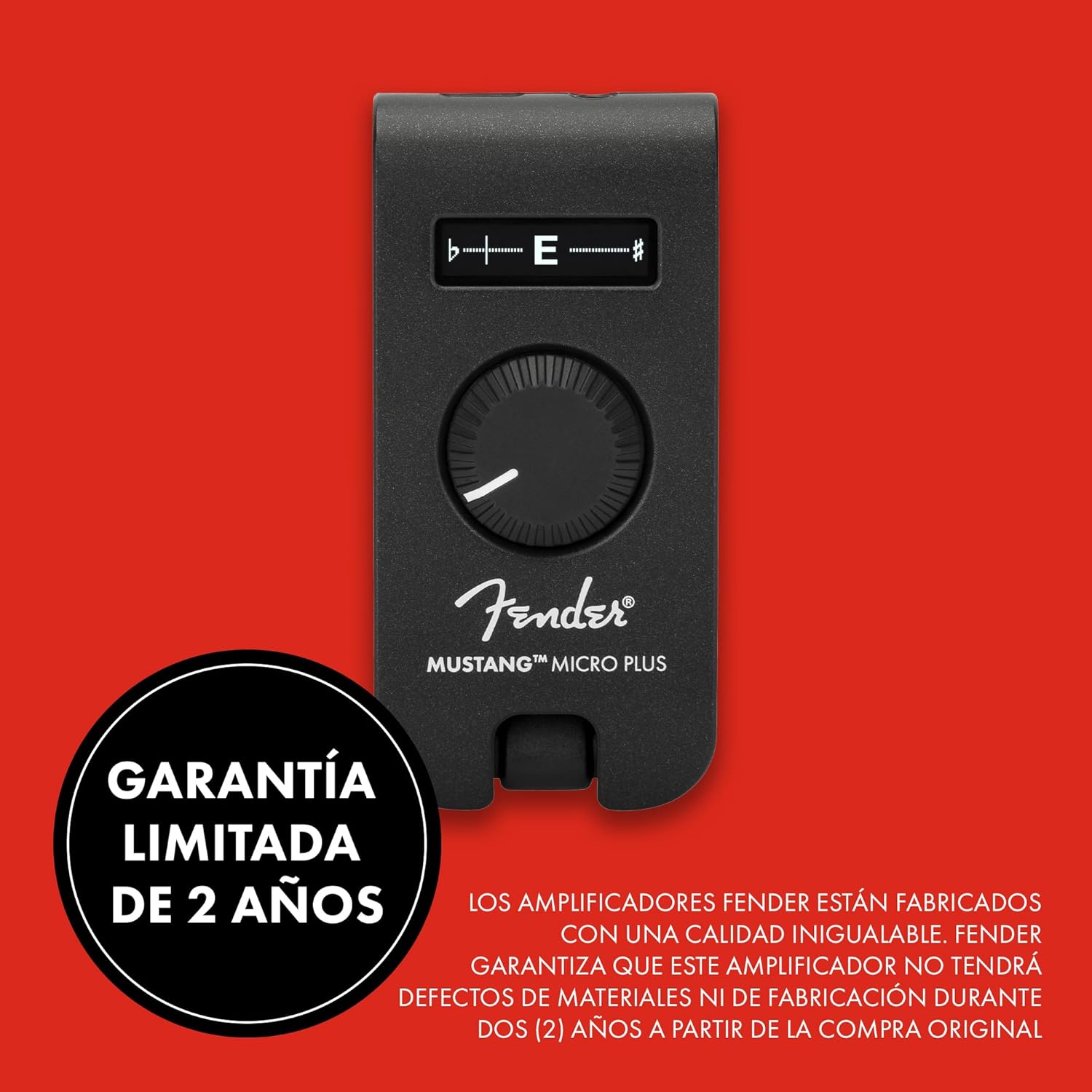 Fender Mustang Micro Plus Amplificador de Guitarra, Amplificador de Auriculares Personal con 25 Modelos de Amplificador, 25 Efectos, Bluetooth y 100 presets, Recargable por USB