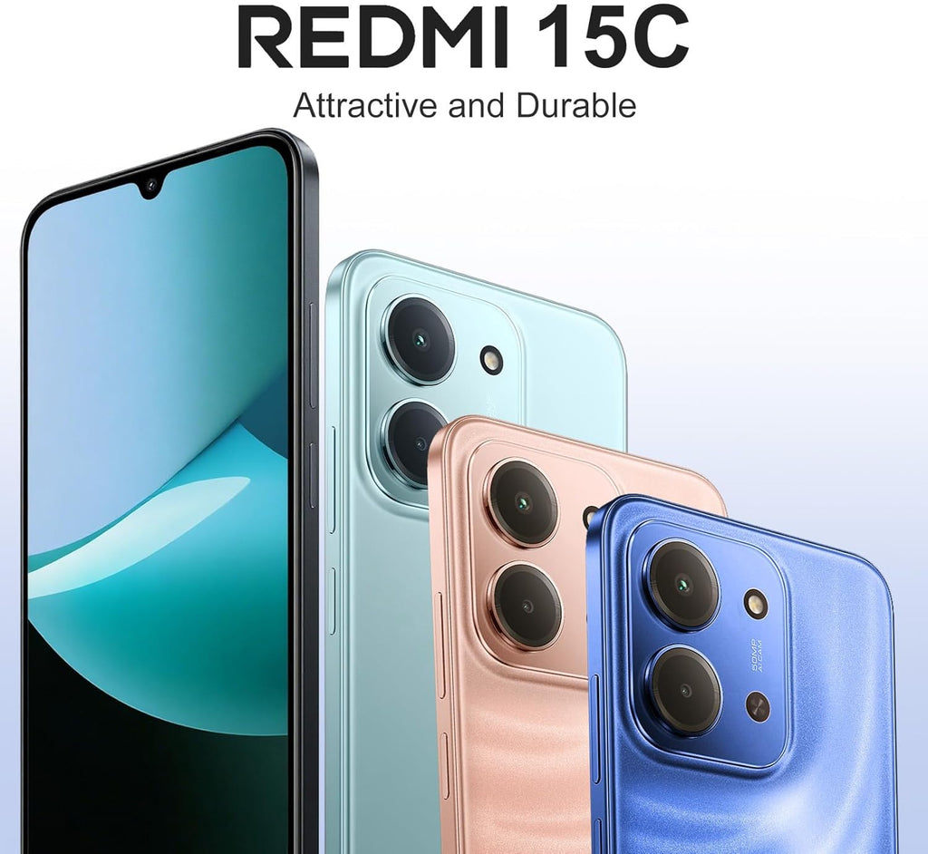 XIAOMI Redmi 15C Smartphone 4+128GB Pantalla de 6.9" 120Hz cámara IA de 50MP batería de 6000mAh Carga rápida de 33W procesador Octa-Core Azul(con Funda)