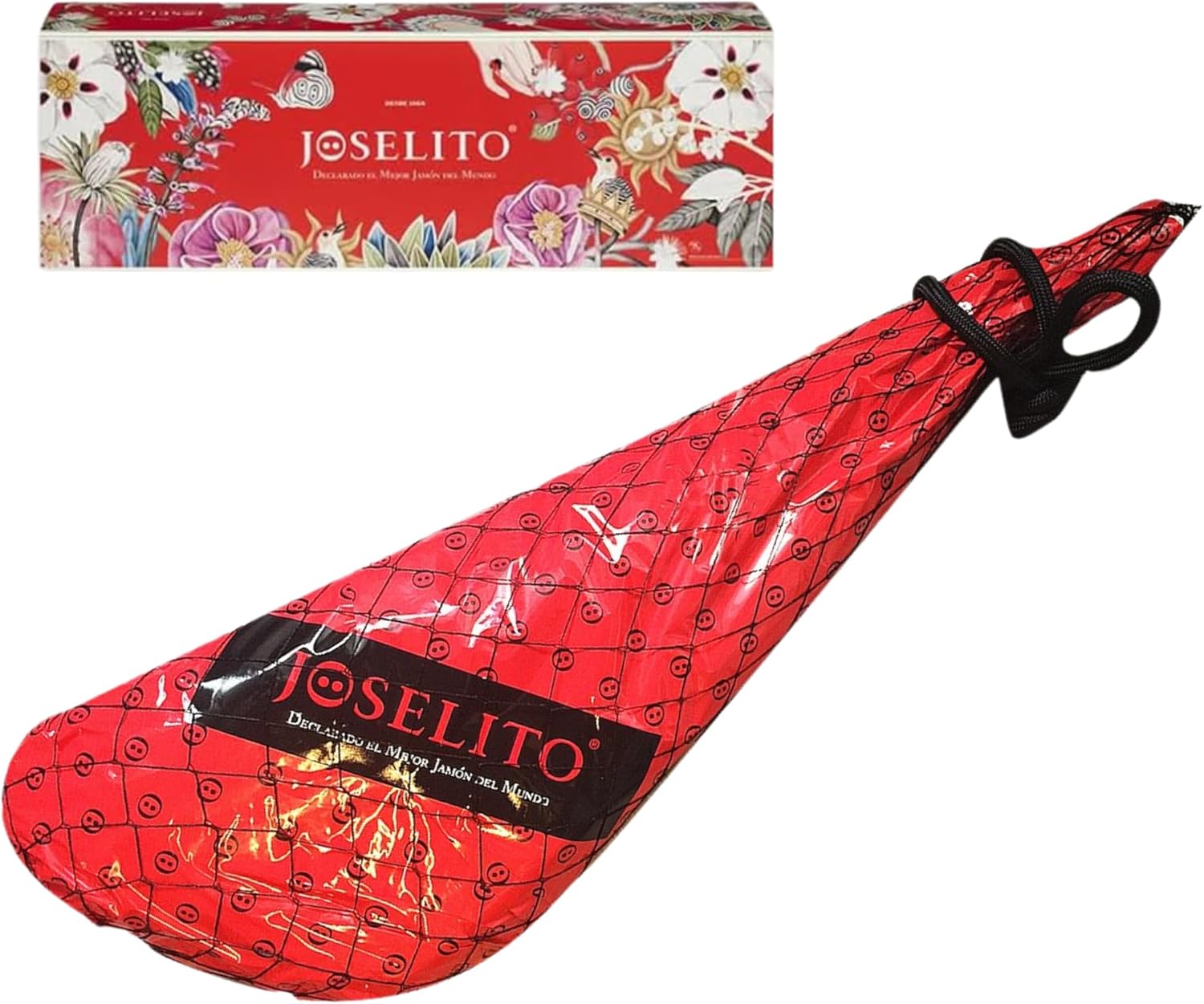 ENOVINOS Cesta Gourmet presente de Natal empresas, família e amigos - caixa com presunto Joselito, vinho tinto, capelanes criança, queijo, os moinhos e rochas de Raull Assento