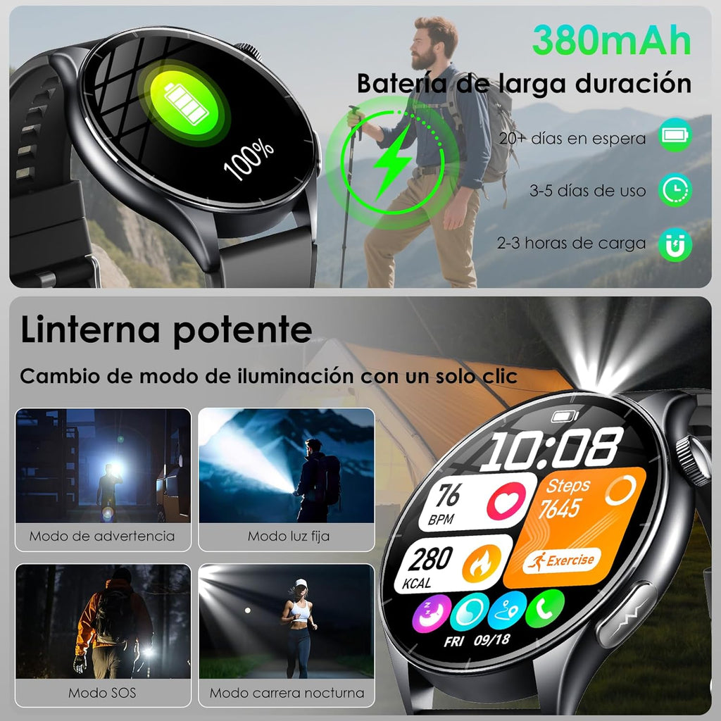 Smart Watch with Uric Acid, 1.56 inch AMOLED Smartwatch with Bluetooth Calls, 24H Heart Rate and SpO2 Temperature Sleep Sports Watch for Android iOS