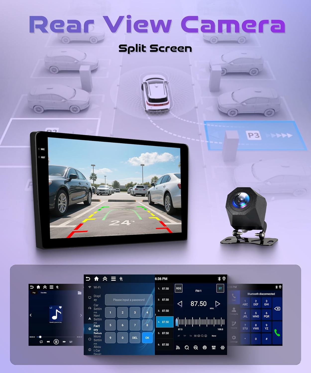 6G+128G 8 Core Wireless Carplay Android Car Radio for Toyota RAV4 2001-2006 9 Inch Screen Car Radio with Android Auto Navi GPS WiFi Mirror Link Bluetooth FM/RDS/DSP/SWC Rear Camera