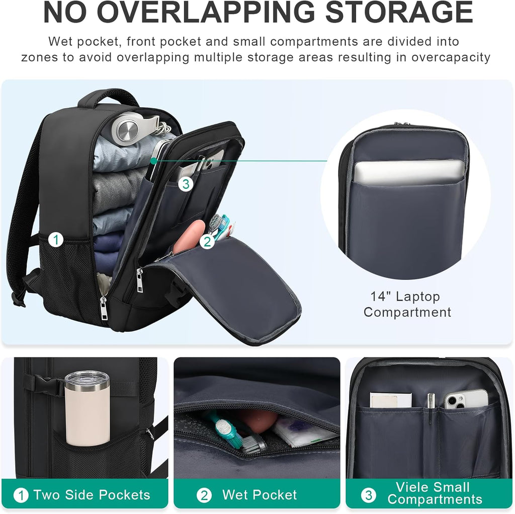 Mochila Viaje Cabina Avion 40x30x20 para Ryanair Equipaje de Mano Mochila con Bolsa Antirrobo y Orificio de Carga Maletas de Viaje para Ryanair Vueling Wizz Air