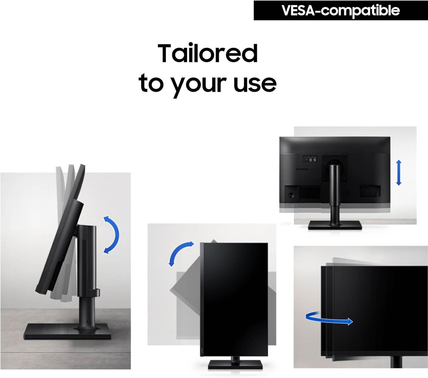 SAMSUNG FT45 Series 24-Inch FHD 1080p Computer Monitor, 75Hz, IPS Panel, HDMI, DisplayPort, USB Hub, Height Adjustable Stand, 3 Yr WRNTY (LF24T454FQNXGO),Black