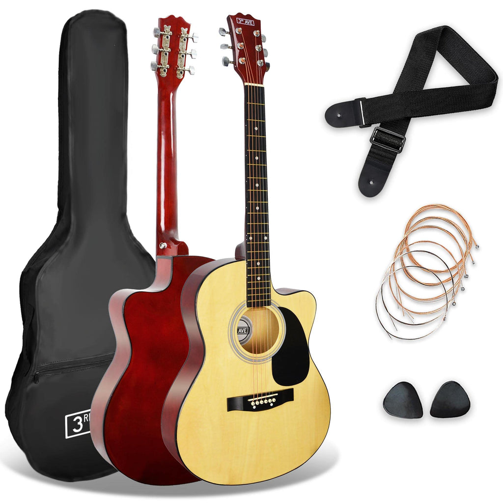 3rd Avenue Pack de guitarra acústica de tamaño estándar 4/4 con cuerdas de acero para principiantes de 3rd Avenue, funda de transporte, púas y cuerdas de repuesto, Azul