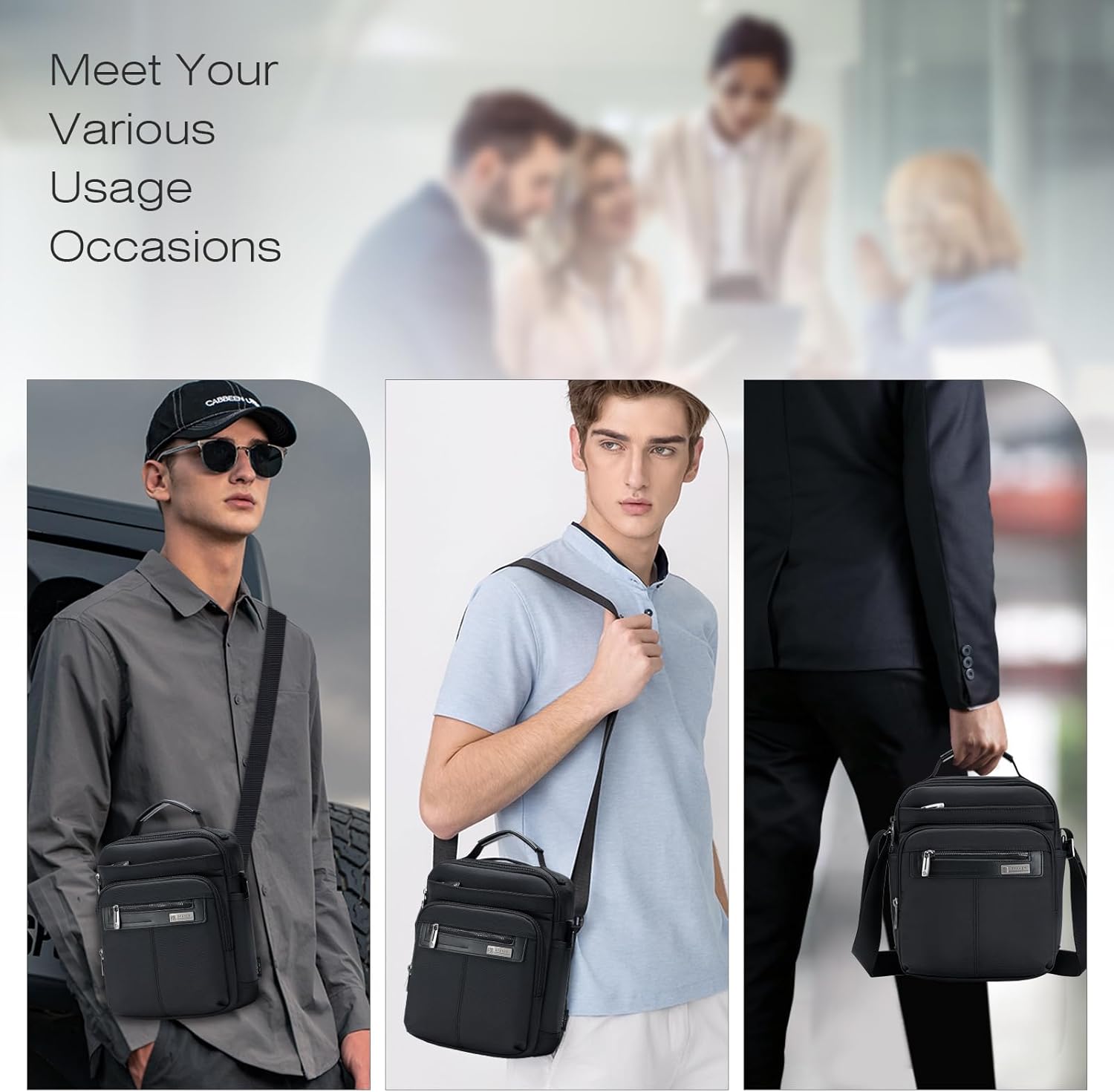 SPAHER - Mala para homem, mala de mão, tiracolo, bolsa de ombro, para homem, bolsa de peito, bolsa de ombro, Ipad mensageiro, bolsa de negócios, porta-talheres crossbody presente