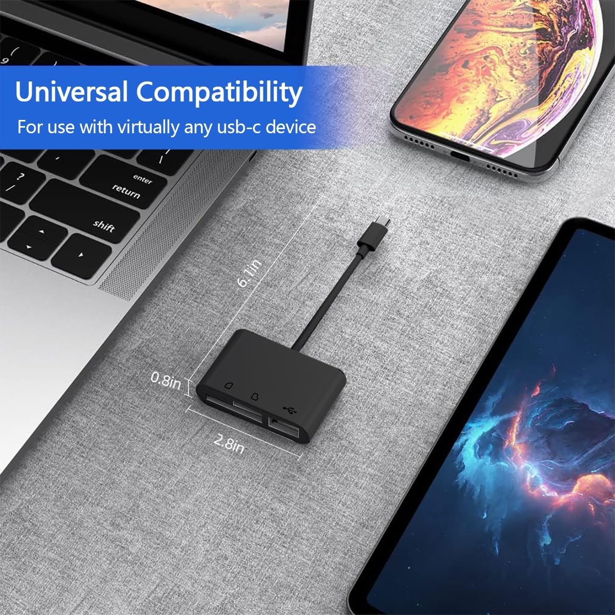 Leitor de cartões SD/micro SD leitor de cartões SD USB c, 6in1 USB USB-C OTG adaptador cartões de memória e USB para micro SD TF, SDXC, SDHC, MS, MMC, MSXC compatível com telemóvel Windows e Mac OS