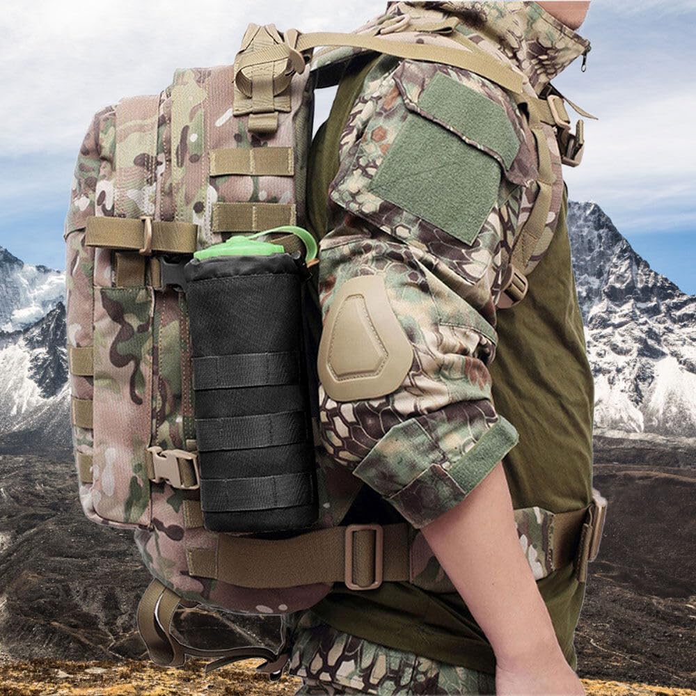 Water Bottle Case, Water Bottle Holder, 2 Pieces Water Bottle Holder Tactical Bag for Hiking Camping Travel Sports (Black)