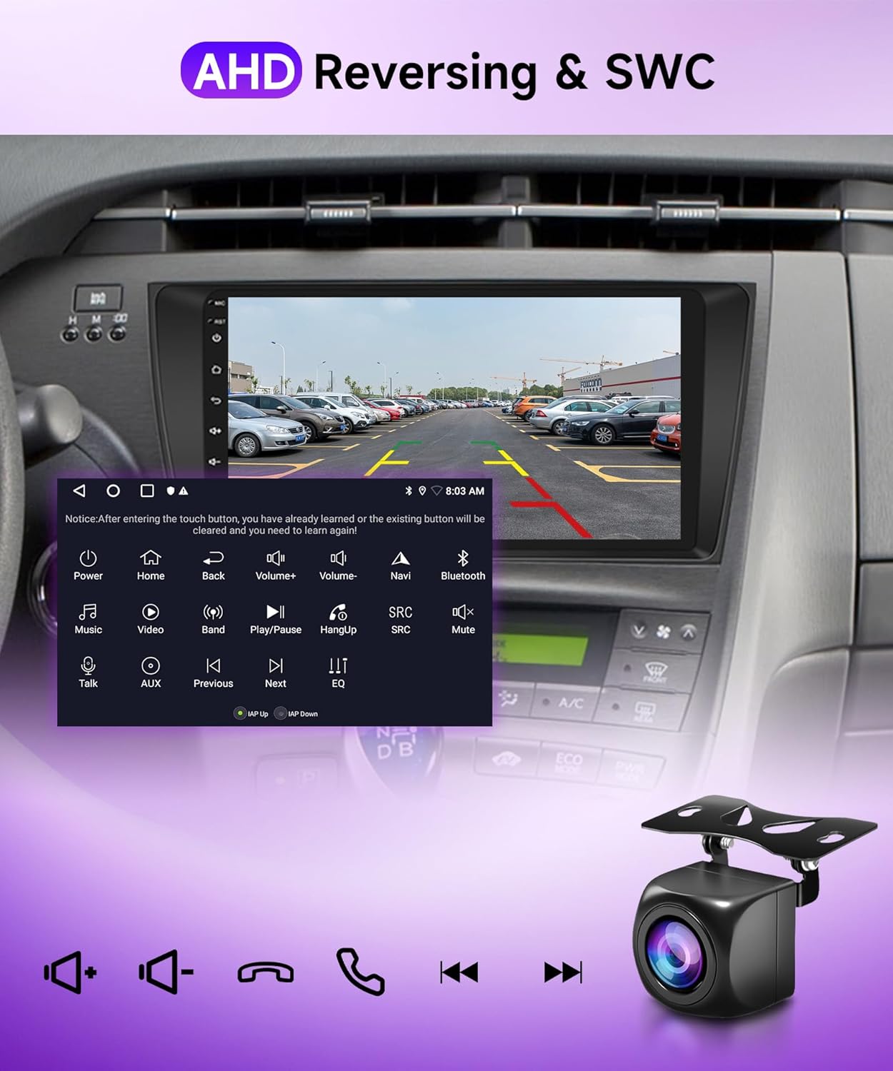 2G+64G Wireless Carplay Android Car Radio for Toyota Prius 3 XW30 2009-2015 9 Inch Car Radio 2 DIN with Android Auto GPS Navi WiFi Mirror Link Bluetooth FM/RDS EQ/USB/SWC Rear Camera