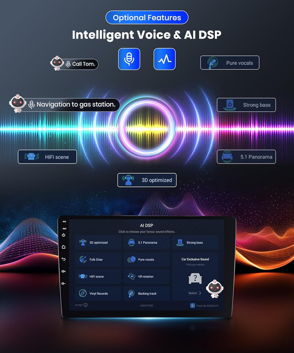 4G+64G Wireless Carplay Android Car Radio 2 DIN for Toyota RAV4 2007-2012 with Android Auto Navi GPS WiFi 9 Inch Car Radio with Mirror Link Bluetooth FM/RDS/DAB/DVR/32 EQ/SWC Rear Camera