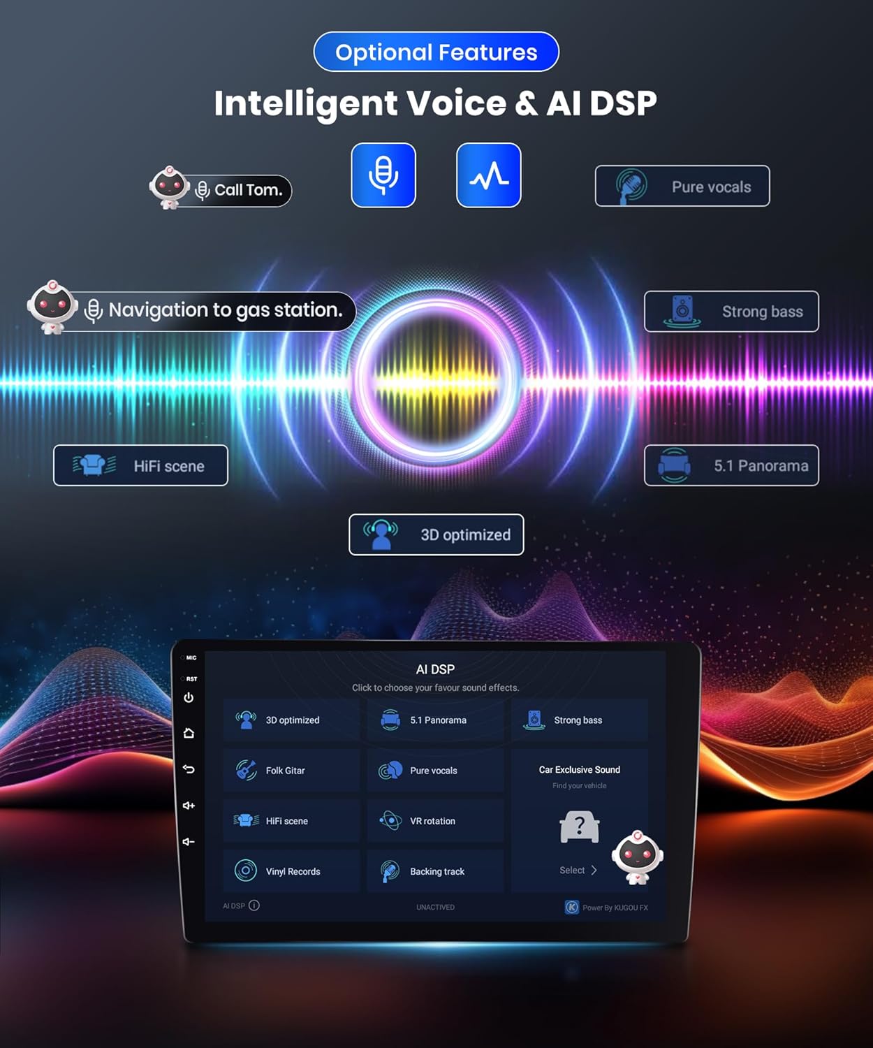 4G+64G Wireless Carplay Android Car Radio 2 DIN for Toyota RAV4 2007-2012 with Android Auto Navi GPS WiFi 9 Inch Car Radio with Mirror Link Bluetooth FM/RDS/DAB/DVR/32 EQ/SWC Rear Camera